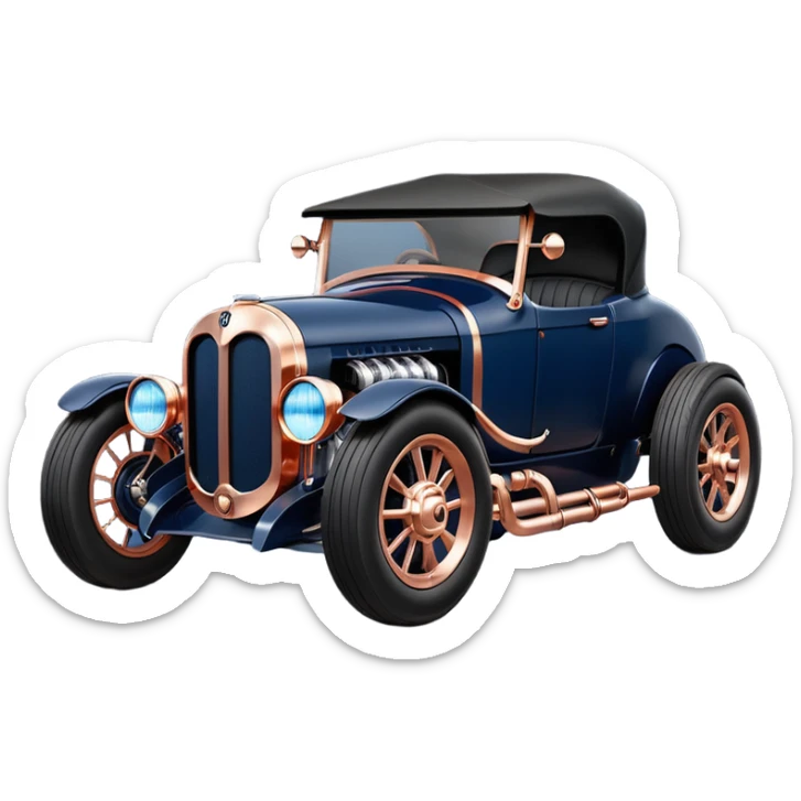 dark blue led lights Darth Vader’s hot rod nazi 1927 delicately inlaid rose gold wood barrel accents Scrooge McDuck’s Rolls Royce efficiently powered by futuristic electric motors and dynamos with wide racing wheels that are strong agility advanced suspension and steering sticker