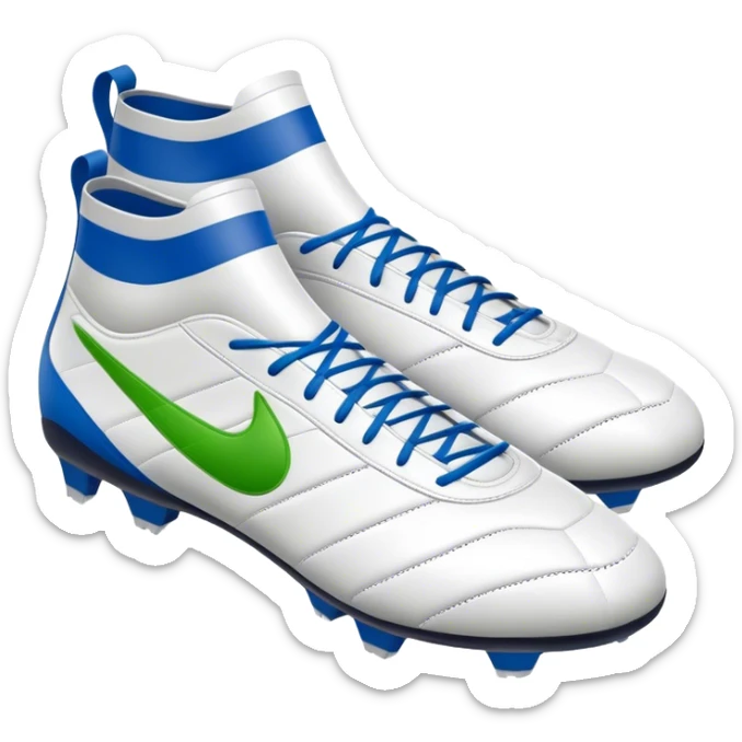 Cinematic Realistic image of a pair of soccer boots featuring finely detailed synthetic and leather textures, vibrant accents and dynamic design elements, illuminated by bright, field-side lighting that captures their sporty essence sticker