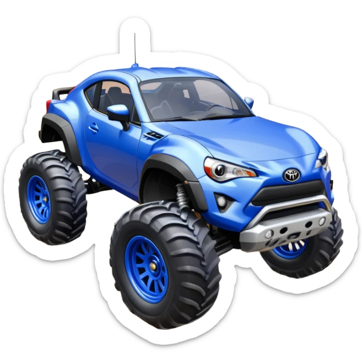 Silver Tractor wheels on monster glossy ultramarine body 2025 Toyota 86 off-road rc rally car  sticker