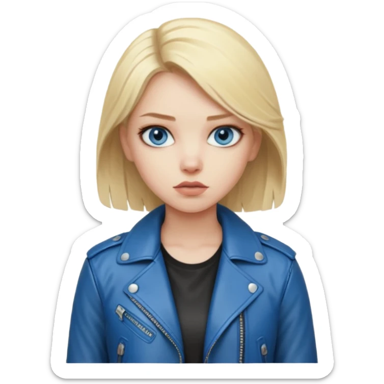 dessiner moi une fille assez rebelle et qui est blonde au yeux bleu sticker