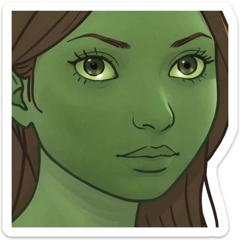 13 year old girl with brown hair and green eyes sticker