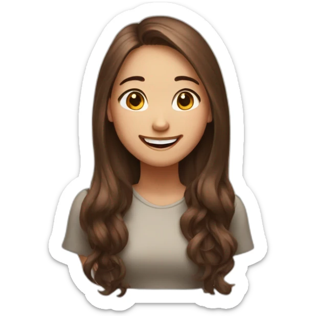 Brown long hair girl-Oval face-Laugh like Yu Shuxin. sticker