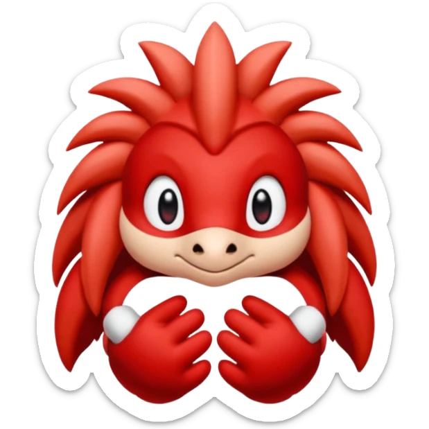 knuckles a red animal with peach arms and white mittens that have no fingers , he’s a echidna with red eyes sticker