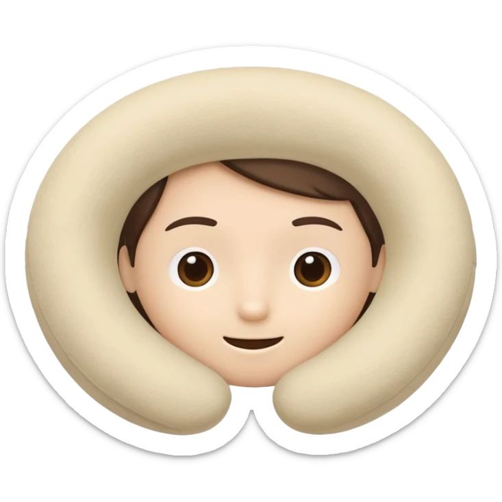 A fluffy memory-foam travel pillow that molds gently to the traveler’s head and shoulders. sticker