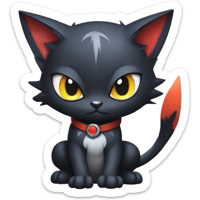 Cool Cute Edgy Black Dark Chibi Cat-Noibat-Noivern-Litten-Fakémon-hybrid sticker