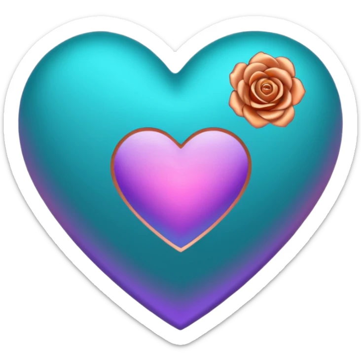 I need a teal, orange , purple, and rose gold Heart emoji  sticker