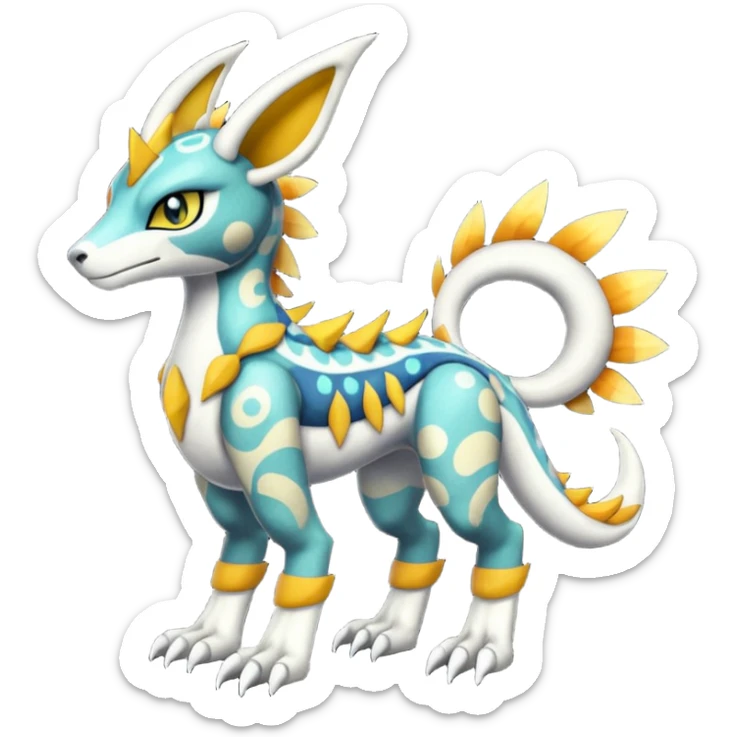 Colorful Meloetta-Wargreymon-Sergal-Pokémon-Digimon-Fakémon-fusion-hybrid-creature sticker