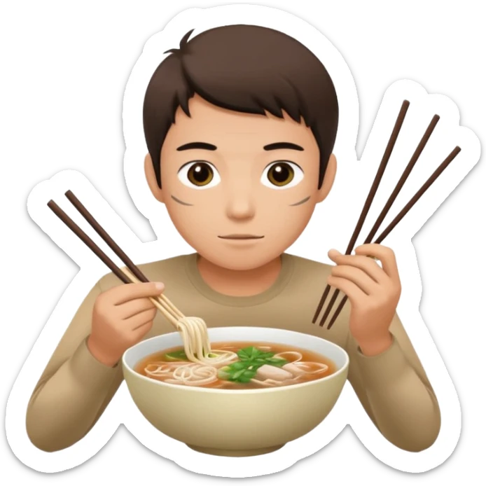 can you generate me a avatar of a male eating a bowl of pho? make it more anime sticker