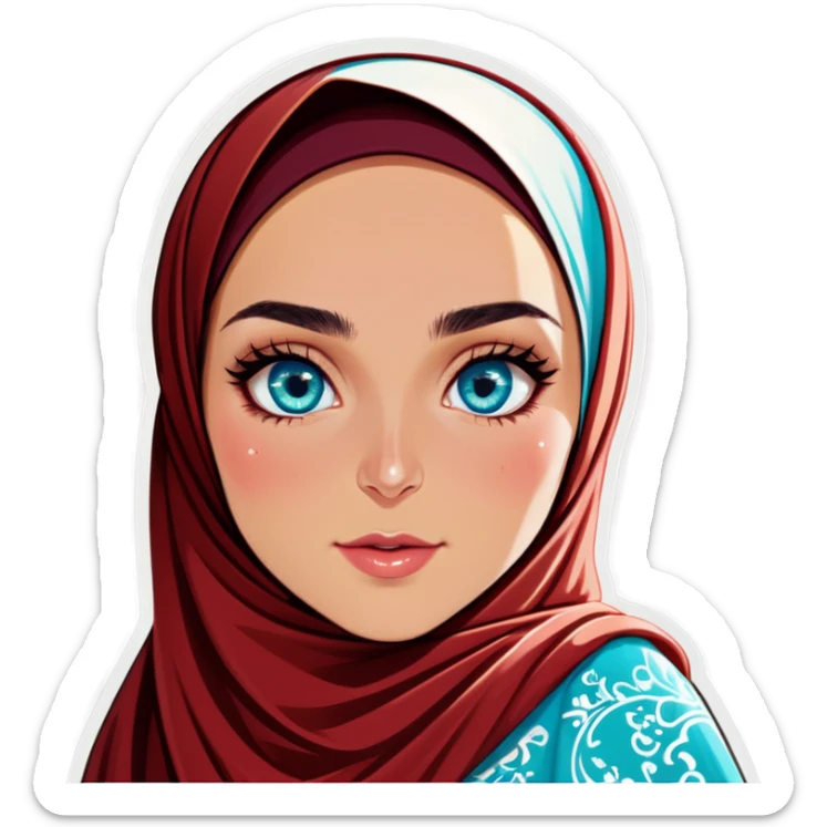 Turkish beautiful finish Konya girl blue eyes with hijab and turquoise stone dress sticker