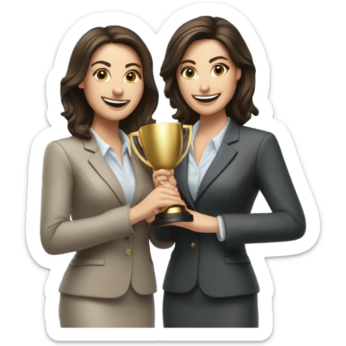 businesswoman duo brunette girls celebrating sticker