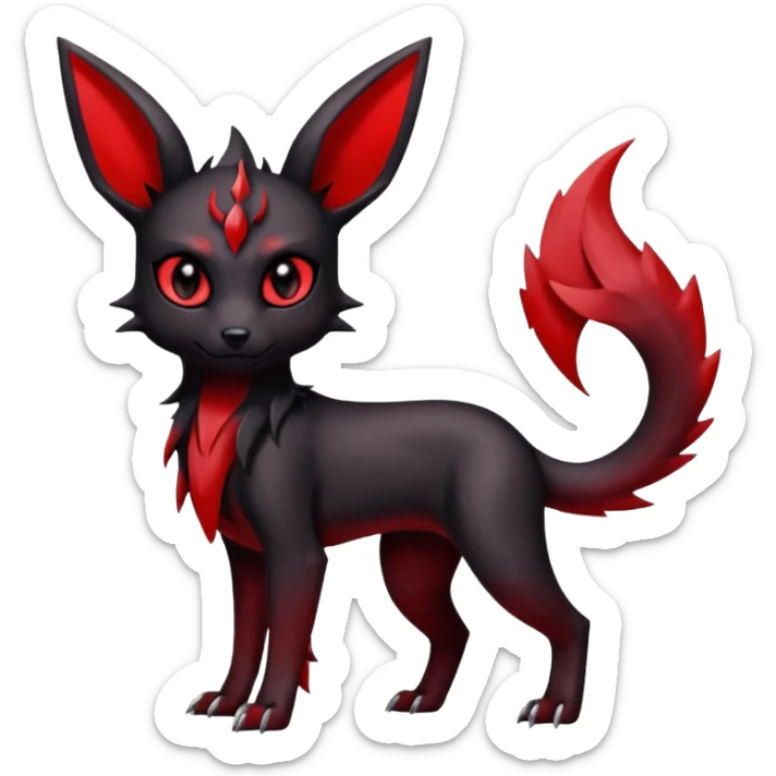  Shiny edgy dark gloomy red gothic cool badass emo-Umbreon-Salandit-Jolteon-fusion sticker