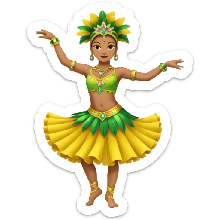 bailarina de samba de brasil cuerpo entero bailando quiero que lleve colores amarillos y verdes  sticker