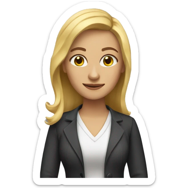 female Teacher with golden blonde hair and brown eyes sticker