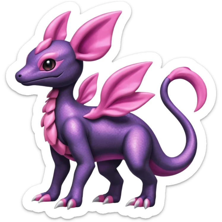 Shiny Dusknoir-Salandit-Sylveon-Fakémon-hybrid-creature (full body)  sticker