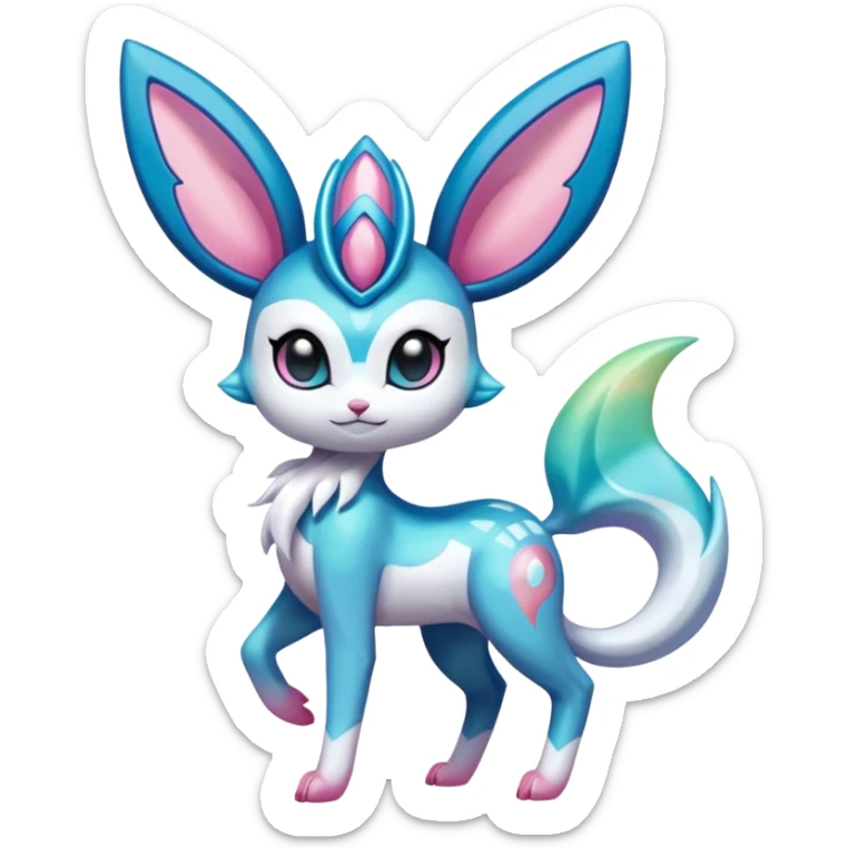 Colorful Exotic Meloetta-Sylveon-Glaceon-Venom-Stitch-Fakémon-creature-hybrid sticker