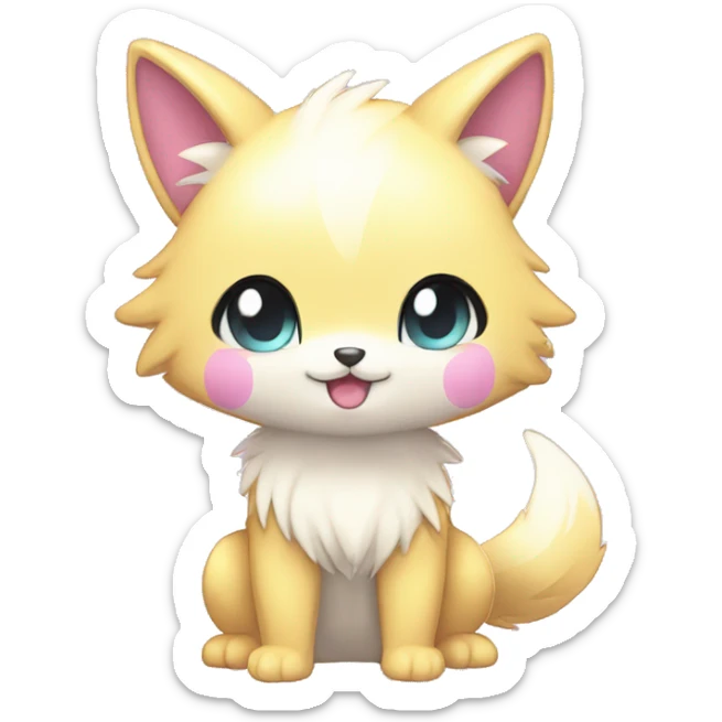 Cute Cool Kawaii Chibi Fur-Sona Pretty Shiny Colorful Sparkly Fakemon Full Body sticker
