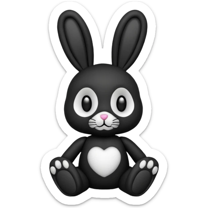 Emoji pour twitch d'une peluche lapin squelette noir qui dit bonjour sticker