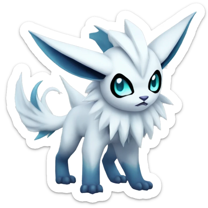 Edgy Cool Kawaii Absol-Silvally-Vaporeon-Absol-Pokémon Full Body sticker