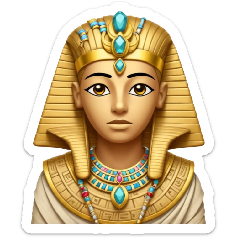 Mummy Pharaoh: Bandaged body with golden headdress and jeweled amulet.
 sticker