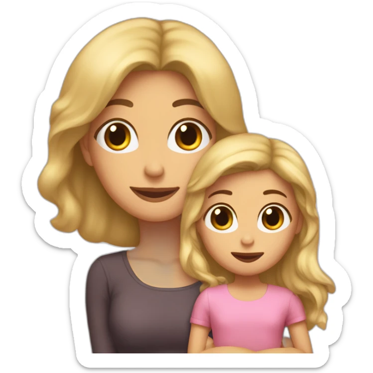 Maman brune qui fait un câlin à ça fille blonde sticker
