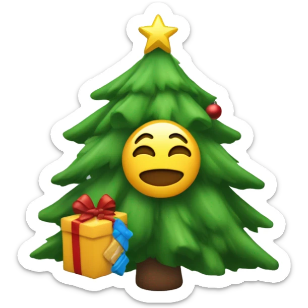 un emoji avec un sapin de noel et sur le toit un sapin de Noël  sticker
