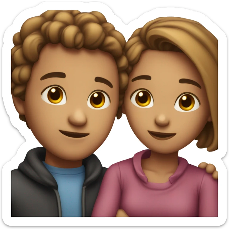 a couple who look identical but hug each other so you don't know if they are siblings or dating sticker