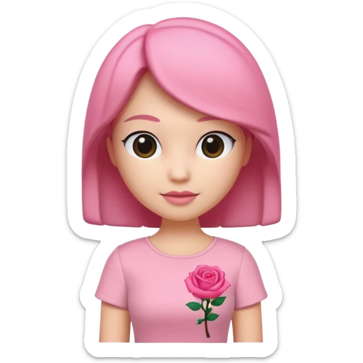 A 3D cartoon rose-pink women’s top with short sleeves, soft fabric texture, gentle lighting, isolated on plain background, Memoji-style. sticker