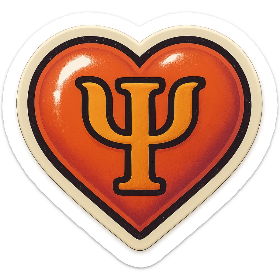 heart icon, clear outlines, strong shadows and highlights, psychosomatics and psychology theme, fun and not too complex sticker