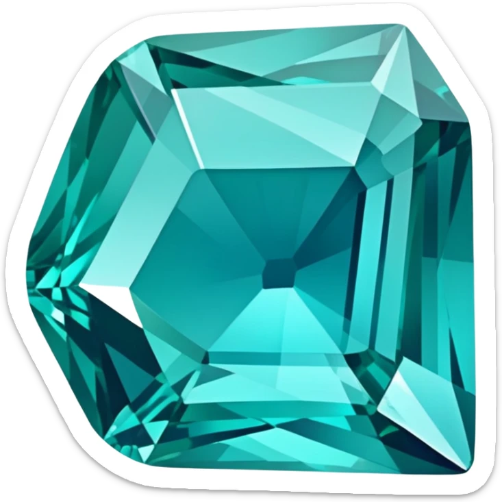 Faceted indicolite tourmaline with teal-blue hue and brilliant cut sticker