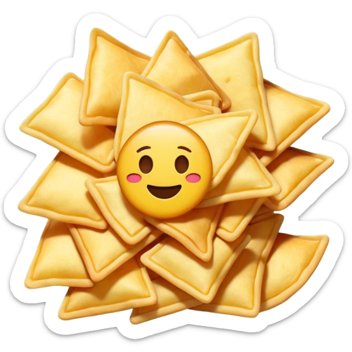 A lot of emojis all different in colors and style but all of them related to chips and chips packs and all of them on a green background sticker
