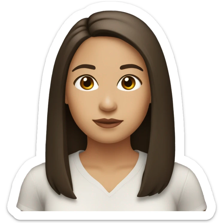 Light skinned girl with dark brown straight hair shoulder length, brown eyes chubby face Latina sticker