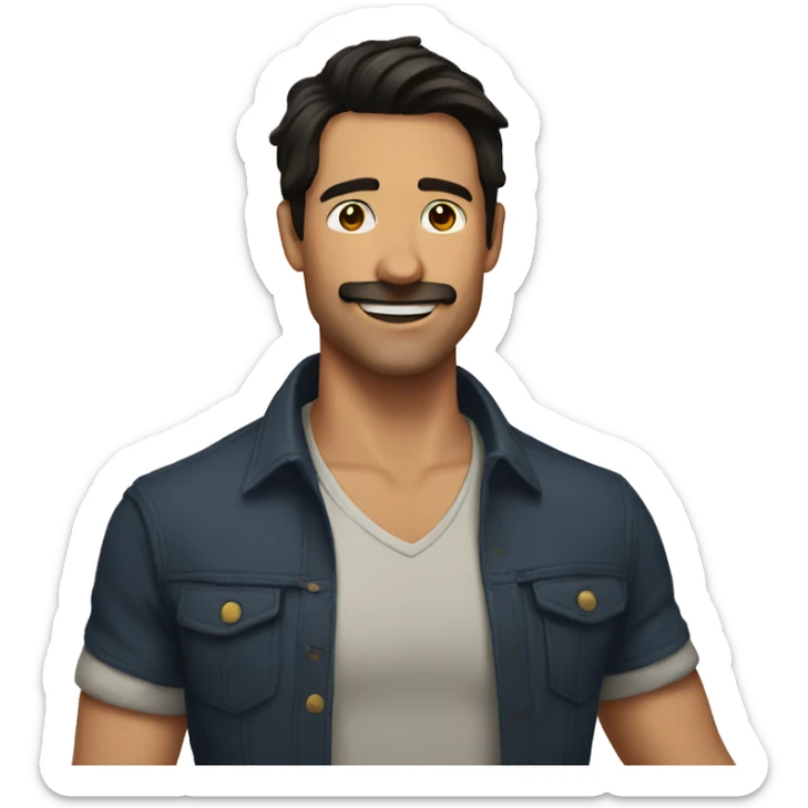 man with dark hair no facial hair dancing sticker