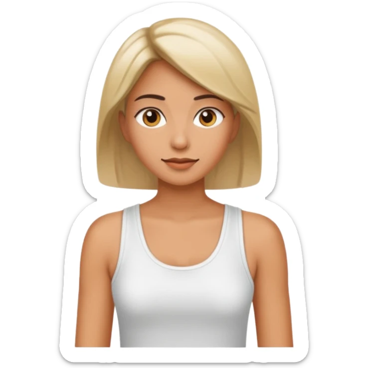 Adult woman, wearing a sleeveless tank top, potrait
 sticker