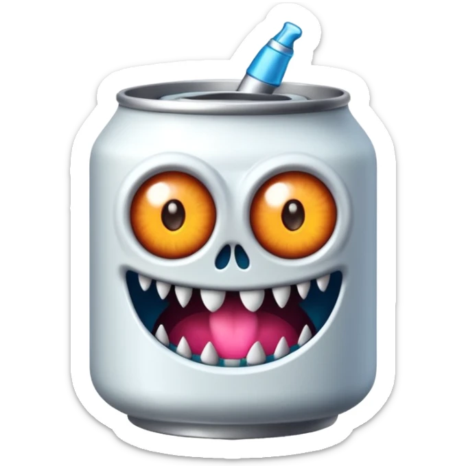 Crea un emoji de una lata de monster blanca de la bebida energética  sticker