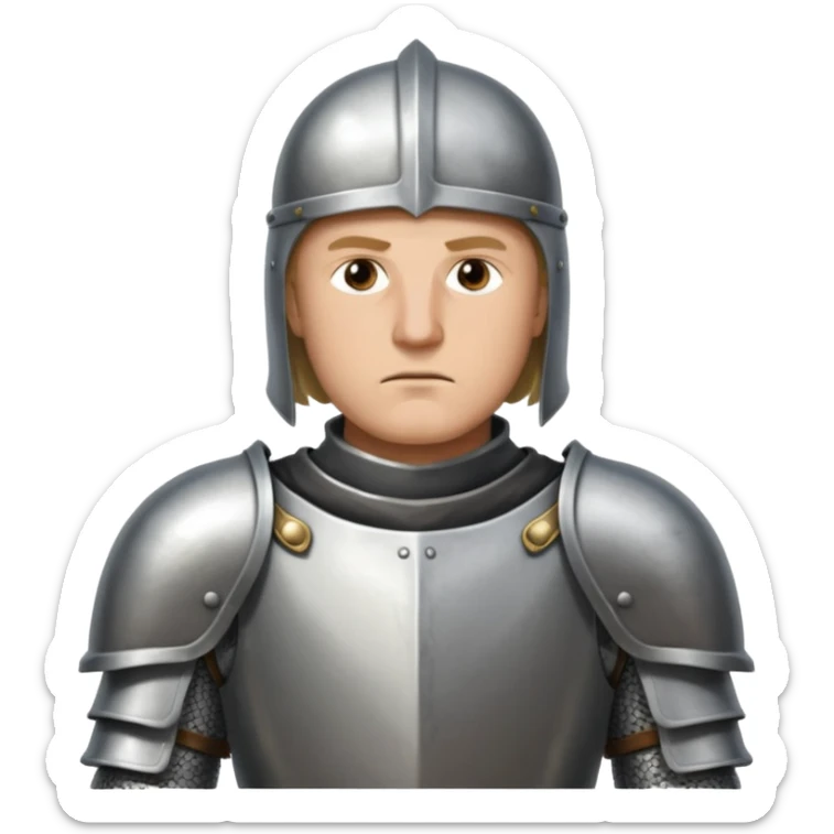Hazme el emoji de un caballero medieval con actitud muy masculina en diversos estados de animos de los caballeros teutonicos pensativo sticker