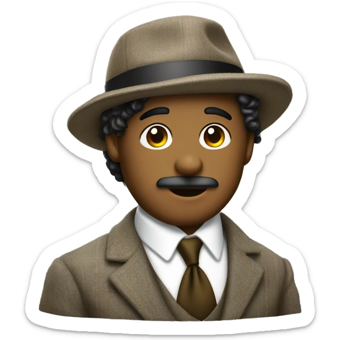Gentleman wearing tweed suit with curly neck long hair poking out of a flat cap sticker