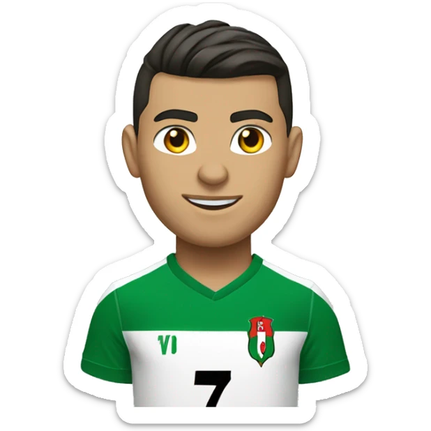 Cristiano Ronaldo wearing the Algerian football t-shirt number 7 sticker