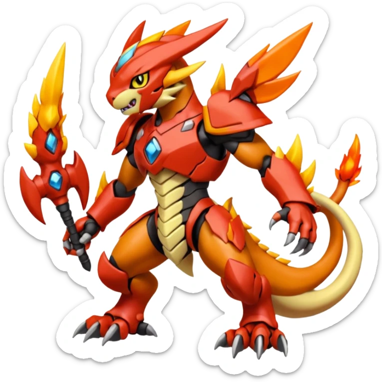 Meloetta-Wargreymon-Guilmon-Agumon-Pokémon-Digimon-Fakémon-fusion-hybrid-creature sticker