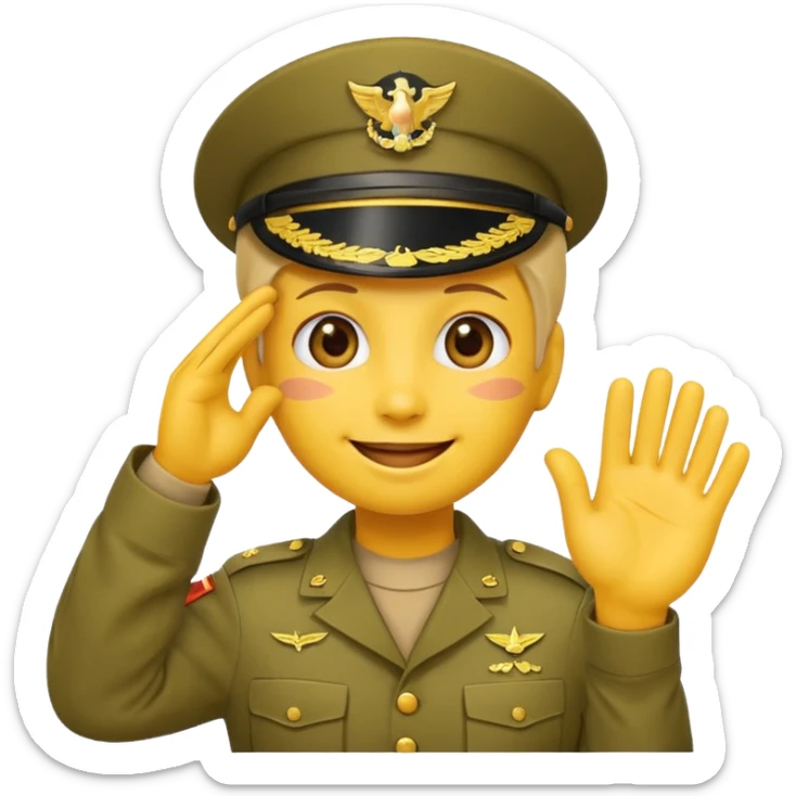 Eine salutierenden Emoji (Hautfarbe: gelb ) in Armee Klamotten männlich salutierend salutierend  sticker