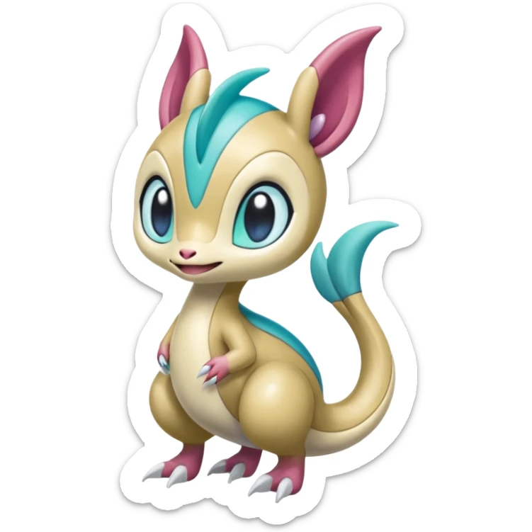 Shiny colorful glossy soft smooth silky adorable Meloetta-Sergal-Cresselia-Palkia-Stitch-Fakémon-creature-hybrid sticker