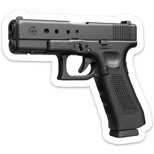 Glock 17 with an extended magazine and a clear legible engraving "N Block 17" sticker