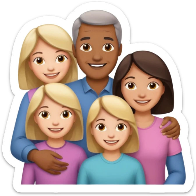 peut tu me cree une image dune famille de 5 papa maman 3 fille enfant sticker