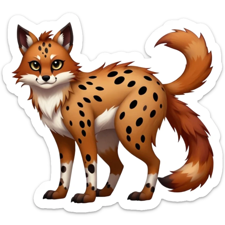 edgy badass cool Falvie-Fionbri-creature-fursona, full body, with random markings sticker