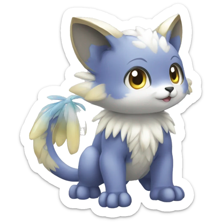 Cute cool shiny fantasy animal hybrid Fakemon full body sticker