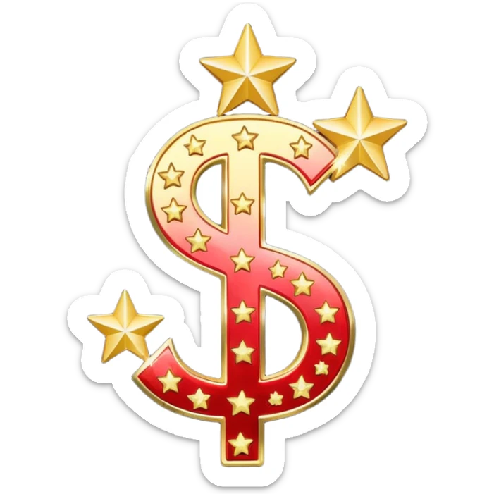 united states dollar sign with stars and hearts and sparkles sticker