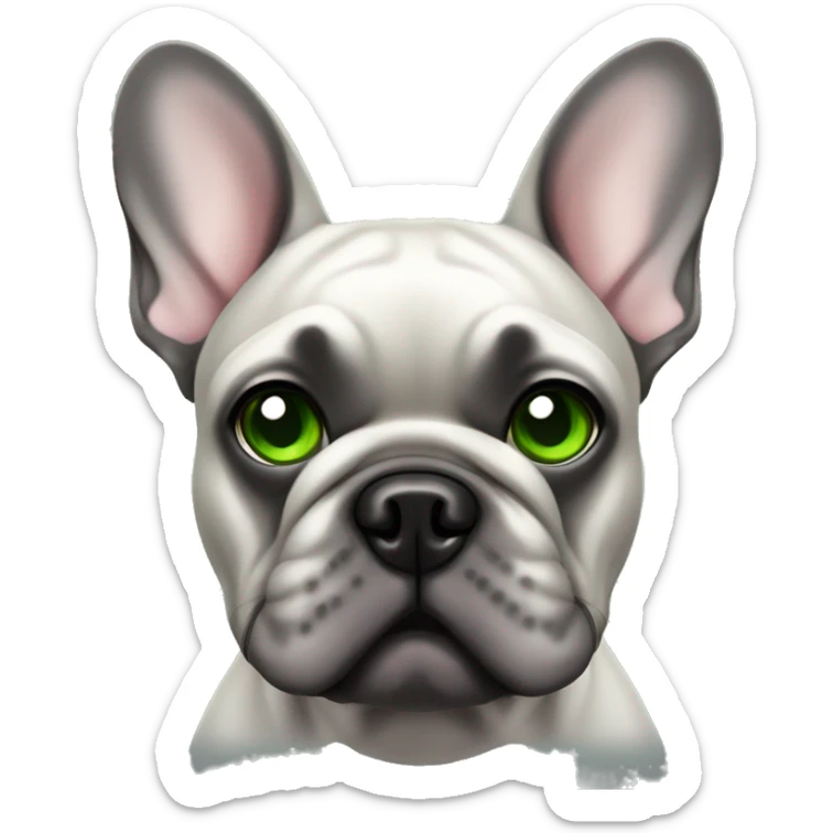 Male French Bulldog dark grey with green eyes and one ear floppy  sticker