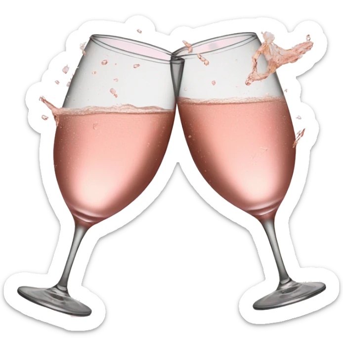 glasses of pastel pink champagne are smashing against each other sticker
