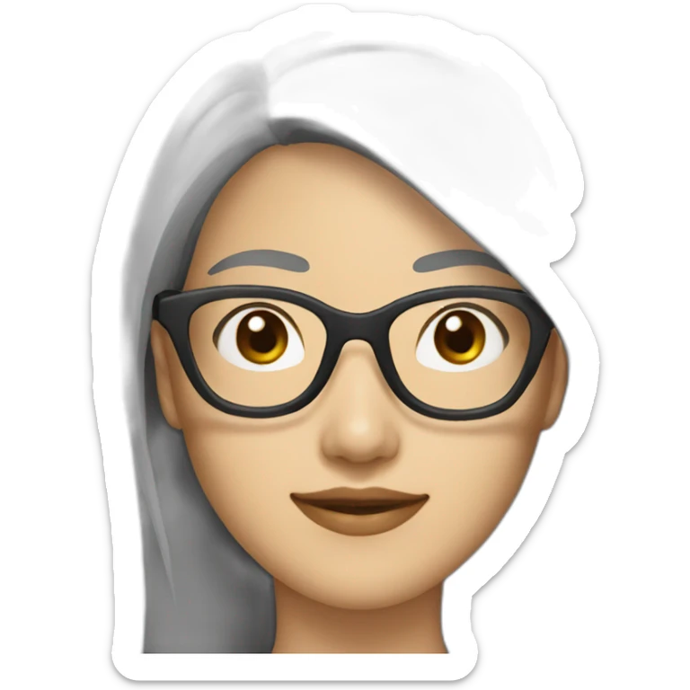 asian woman 32 years old with long black hair and glasses sticker