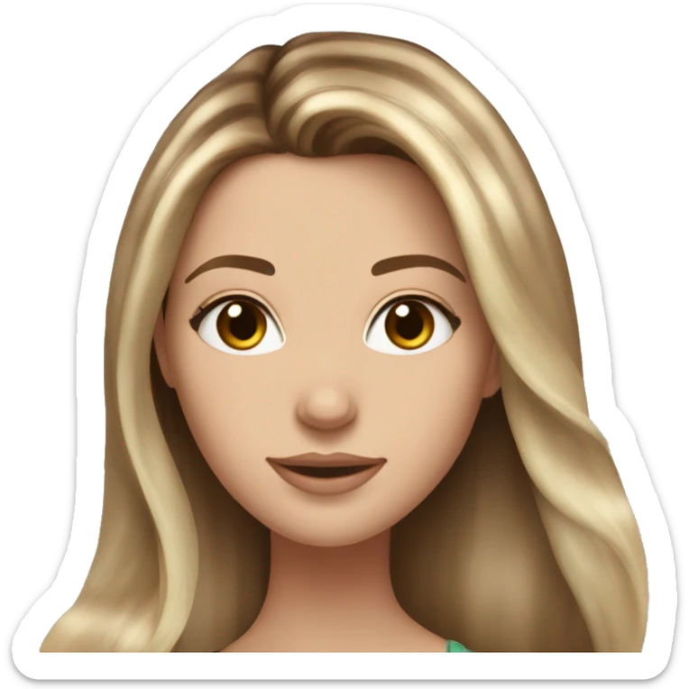 White girl with long brown hair with blonde highlights balayage sticker