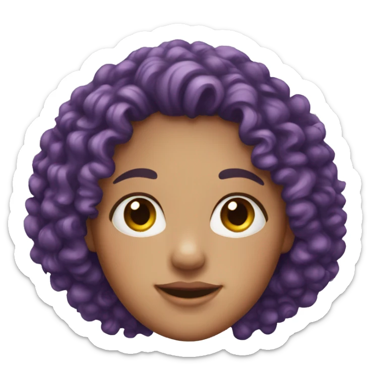European, purple curly hair, woman, teenager, nose ring. sticker